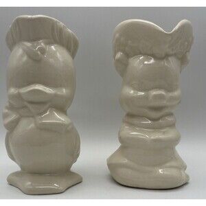 Set of 2 Creamers Milk Pitchers VTG Porcelain Duck & Pig Pitchers 7.5" High